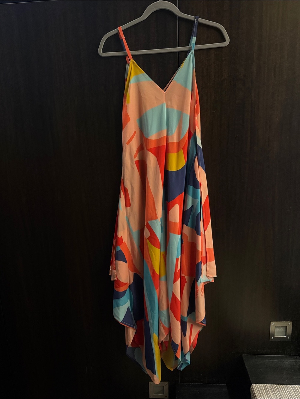 Tolani Vibrant Multicolor Abstract Print Silk Slip Dress - Sz M
